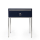 Silver Base & Blue Side Accent Table NIghtstand